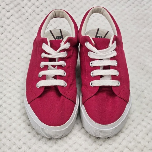 City Sneaks 90s Y2K Slingback Sz 7.5 Red White Canvas Lace Up Chunky Shoes - Picture 2 of 8